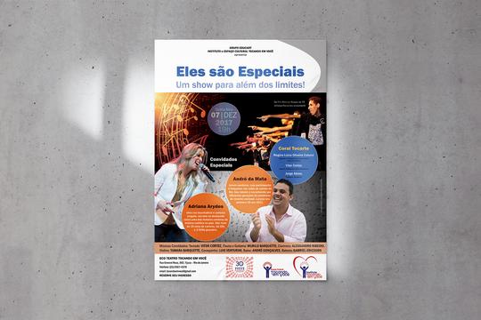 Cartaz para espetáculo ELES SÃO ESPECIAIS, do Instituto Tocando em Você.